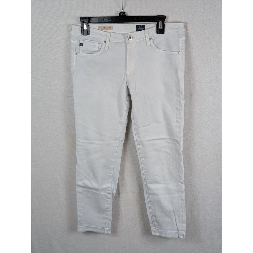 AG Adriano Goldschmied The Stilt Roll Up Cigarette Jeans White Women's Size 28R